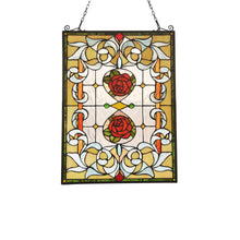 Load image into Gallery viewer, RADIANCE goods Floral Stained Glass Window Panel 24.6"x17.7"