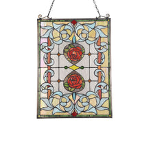 Load image into Gallery viewer, RADIANCE goods Floral Stained Glass Window Panel 24.6"x17.7"