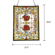 Load image into Gallery viewer, RADIANCE goods Floral Stained Glass Window Panel 24.6"x17.7"