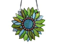 Load image into Gallery viewer, RADIANCE goods Tiffany Floral Design Stained Glass Window Panel 11" Height