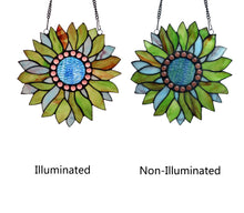 Load image into Gallery viewer, RADIANCE goods Tiffany Floral Design Stained Glass Window Panel 11" Height