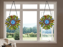 Load image into Gallery viewer, RADIANCE goods Tiffany Floral Design Stained Glass Window Panel 11" Height
