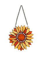 Load image into Gallery viewer, RADIANCE goods Tiffany-style Floral Stained Glass Window Panel 11" Height