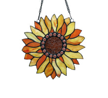 Load image into Gallery viewer, RADIANCE goods Tiffany-style Floral Stained Glass Window Panel 11" Height