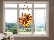 Load image into Gallery viewer, RADIANCE goods Tiffany-style Floral Stained Glass Window Panel 11" Height