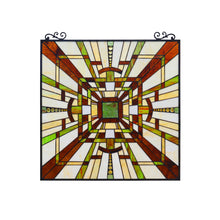 Load image into Gallery viewer, RADIANCE goods Mission Tiffany-Style Black Finish Window Panel 25" Wide