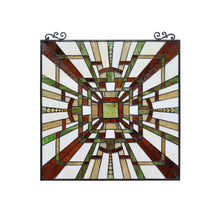 Load image into Gallery viewer, RADIANCE goods Mission Tiffany-Style Black Finish Window Panel 25" Wide