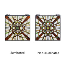 Load image into Gallery viewer, RADIANCE goods Mission Tiffany-Style Black Finish Window Panel 25" Wide