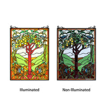 Load image into Gallery viewer, RADIANCE goods Fruits of Life Stained Glass Window Panel 18"x25"