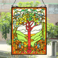 Load image into Gallery viewer, RADIANCE goods Fruits of Life Stained Glass Window Panel 18"x25"