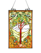 Load image into Gallery viewer, RADIANCE goods Fruits of Life Stained Glass Window Panel 20"x32"