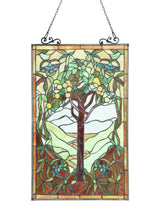 Load image into Gallery viewer, RADIANCE goods Fruits of Life Stained Glass Window Panel 20"x32"