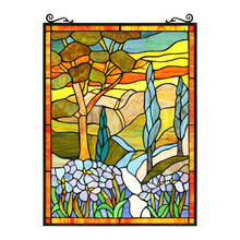 Load image into Gallery viewer, RADIANCE goods Floral Stained Glass Window Panel 18"x24"