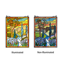 Load image into Gallery viewer, RADIANCE goods Floral Stained Glass Window Panel 18"x24"