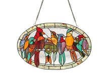Load image into Gallery viewer, RADIANCE goods Birds Stained Glass Window Panel 23.5"x15"