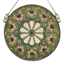 Load image into Gallery viewer, RADIANCE goods Floral Stained Glass Window Panel 23.5"x23.5"