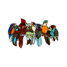 Load image into Gallery viewer, RADIANCE goods Birds Stained Glass Window Panel 21.5"x13"