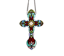 Load image into Gallery viewer, RADIANCE goods Victorian Tiffany-style Stained Glass Window Panel 13" Tall