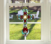 Load image into Gallery viewer, RADIANCE goods Victorian Tiffany-style Stained Glass Window Panel 13" Tall