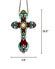 Load image into Gallery viewer, RADIANCE goods Victorian Tiffany-style Stained Glass Window Panel 13" Tall
