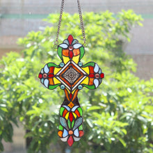 Load image into Gallery viewer, RADIANCE goods Victorian Tiffany-style Stained Glass Window Panel 13" Tall