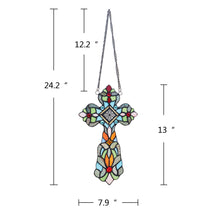 Load image into Gallery viewer, RADIANCE goods Victorian Tiffany-style Stained Glass Window Panel 13" Tall