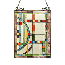 Load image into Gallery viewer, RADIANCE goods Geometric Stained Glass Window Panel 17.5"x25"