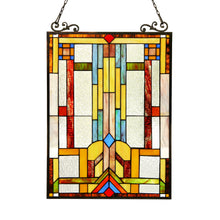 Load image into Gallery viewer, RADIANCE goods Geometric Stained Glass Window Panel 17.5"x25"
