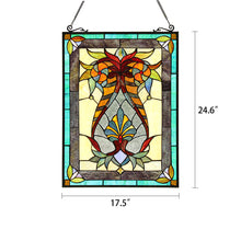 Load image into Gallery viewer, RADIANCE goods Victorian Stained Glass Window Panel 17.5"x25"
