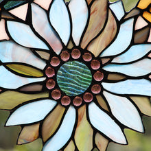 Load image into Gallery viewer, RADIANCE goods Tiffany-style Blue Animal/Floral Design Window Panel 17" x 7.75"