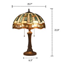 Load image into Gallery viewer, RADIANCE goods Tiffany-Style 2 Light Mission Table Lamp 16" Shade