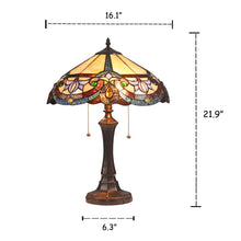 Load image into Gallery viewer, RADIANCE goods Tiffany-Style 2 Light Victorian Table Lamp 16" Wide