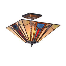 Load image into Gallery viewer, RADIANCE goods Tiffany 2 Light Mission Semi-Flush Ceiling Mount 14" Wide