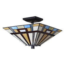 Load image into Gallery viewer, RADIANCE goods Tiffany 2 Light Mission Semi-Flush Ceiling Mount 14" Wide