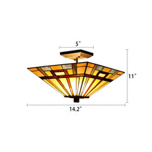 Load image into Gallery viewer, RADIANCE goods Tiffany 2 Light Mission Semi-Flush Ceiling Mount 14" Wide
