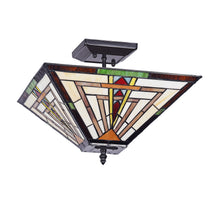 Load image into Gallery viewer, RADIANCE goods Tiffany 2 Light Mission Semi-Flush Ceiling Mount 14" Wide