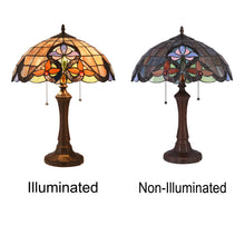 Load image into Gallery viewer, RADIANCE goods Victorian Tiffany-style Dark Bronze 2 Light Table Lamp 16" Wide