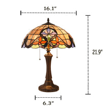 Load image into Gallery viewer, RADIANCE goods Victorian Tiffany-style Dark Bronze 2 Light Table Lamp 16" Wide