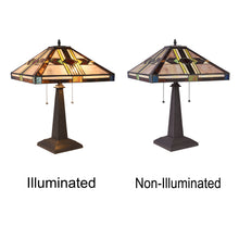 Load image into Gallery viewer, RADIANCE goods Tiffany-style Mission Blackish Bronze 2 Light Table Lamp 16" Shade