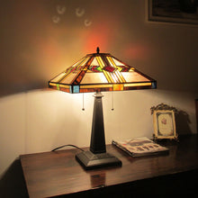 Load image into Gallery viewer, RADIANCE goods Tiffany-style Mission Blackish Bronze 2 Light Table Lamp 16" Shade