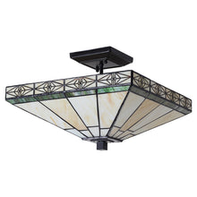 Load image into Gallery viewer, RADIANCE goods Tiffany 2 Light Mission Semi-Flush Ceiling Mount 14" Wide
