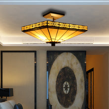 Load image into Gallery viewer, RADIANCE goods Tiffany 2 Light Mission Semi-Flush Ceiling Mount 14" Wide