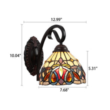 Load image into Gallery viewer, RADIANCE goods Victorian Tiffany-style Dark Bronze 1 Light Wall Sconce 8" Wide