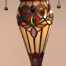 Load image into Gallery viewer, RADIANCE goods Victorian Tiffany-style Dark Bronze 3 Light Double Lit Table Lamp 16" Wide