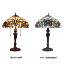 Load image into Gallery viewer, RADIANCE goods Victorian Tiffany-style Dark Bronze 2 Light Table Lamp 16" Wide