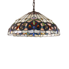 Load image into Gallery viewer, RADIANCE goods Victorian Tiffany-style Blackish Bronze 2 Light Hanging Pendant 18" Wide