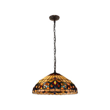 Load image into Gallery viewer, RADIANCE goods Victorian Tiffany-style Blackish Bronze 2 Light Hanging Pendant 18" Wide