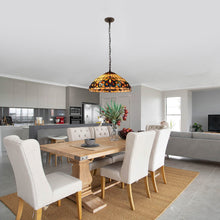 Load image into Gallery viewer, RADIANCE goods Victorian Tiffany-style Blackish Bronze 2 Light Hanging Pendant 18" Wide