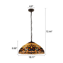 Load image into Gallery viewer, RADIANCE goods Victorian Tiffany-style Blackish Bronze 2 Light Hanging Pendant 18" Wide