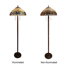 Load image into Gallery viewer, RADIANCE goods Victorian Tiffany-Style Dark Bronze 2 Light Floor Lamp 18" Wide/66" Tall